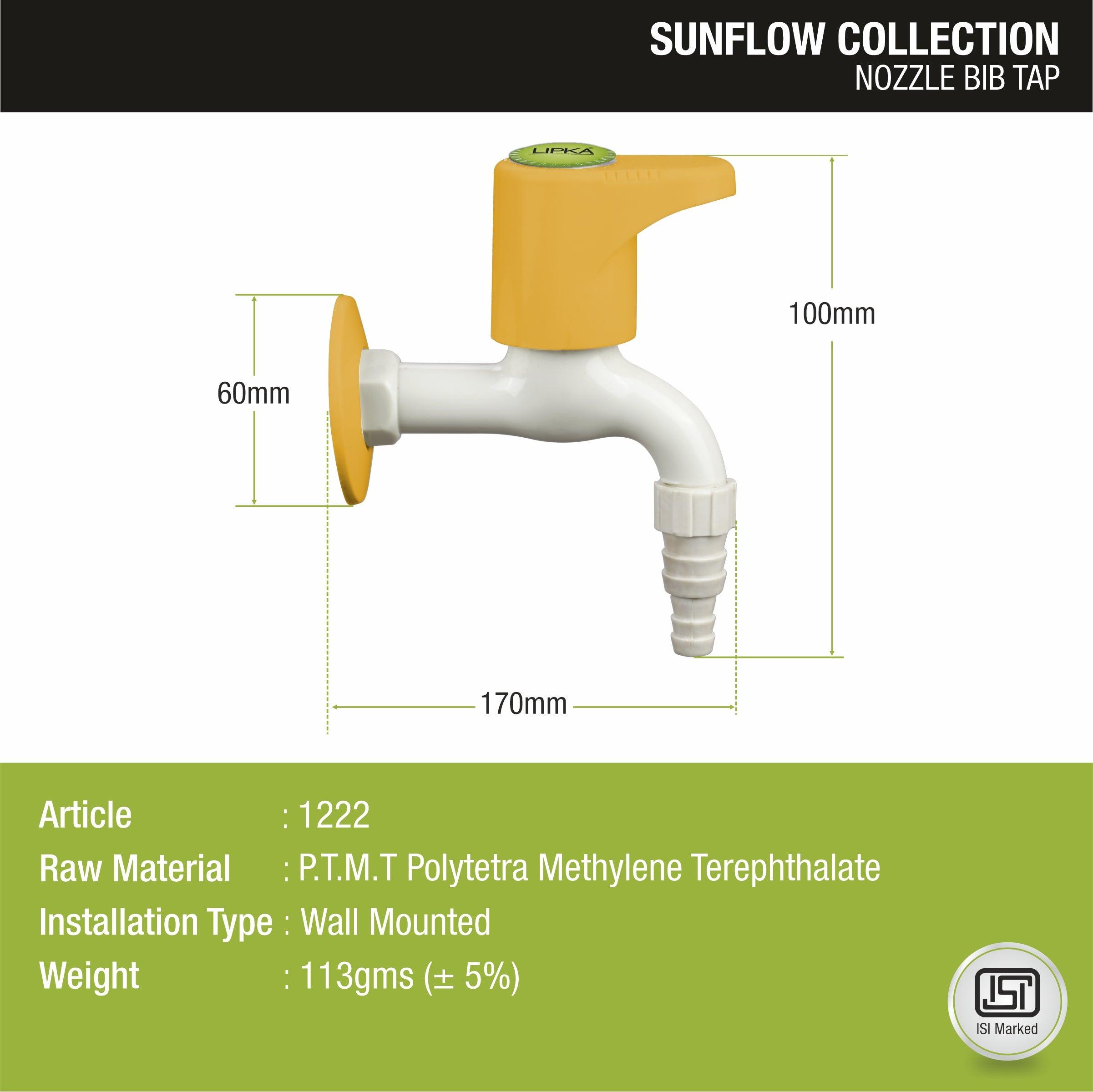Sunflow Nozzle Bib Tap PTMT Faucet sizes and dimensions