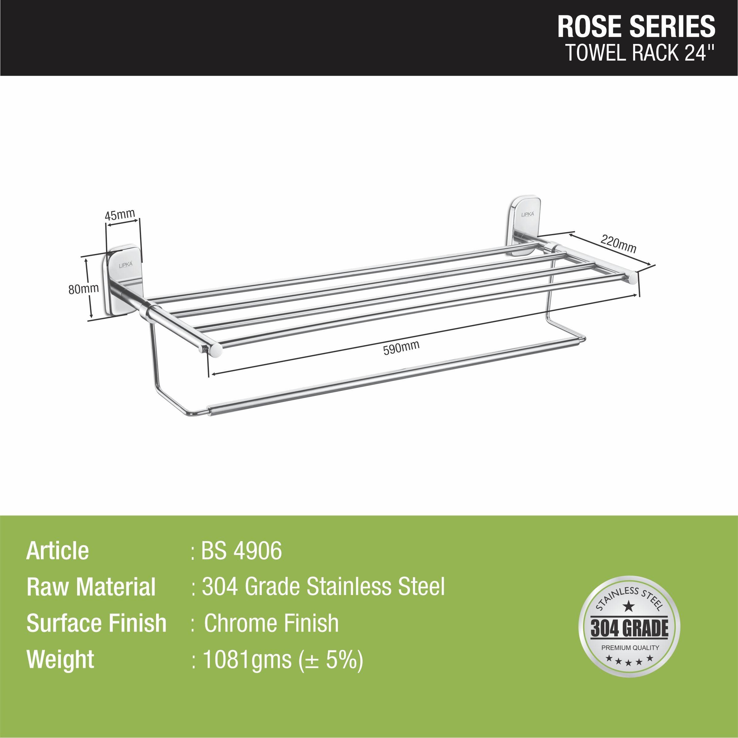 Rose Towel Rack 304-SS (24 Inches) - LIPKA - Lipka Home