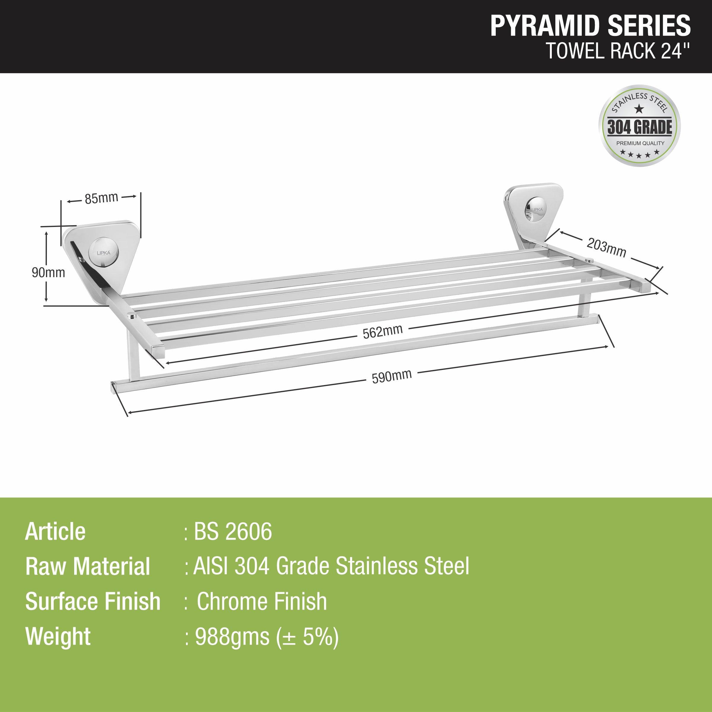 Pyramid 304-Grade Towel Rack (24 Inches) size and dimension