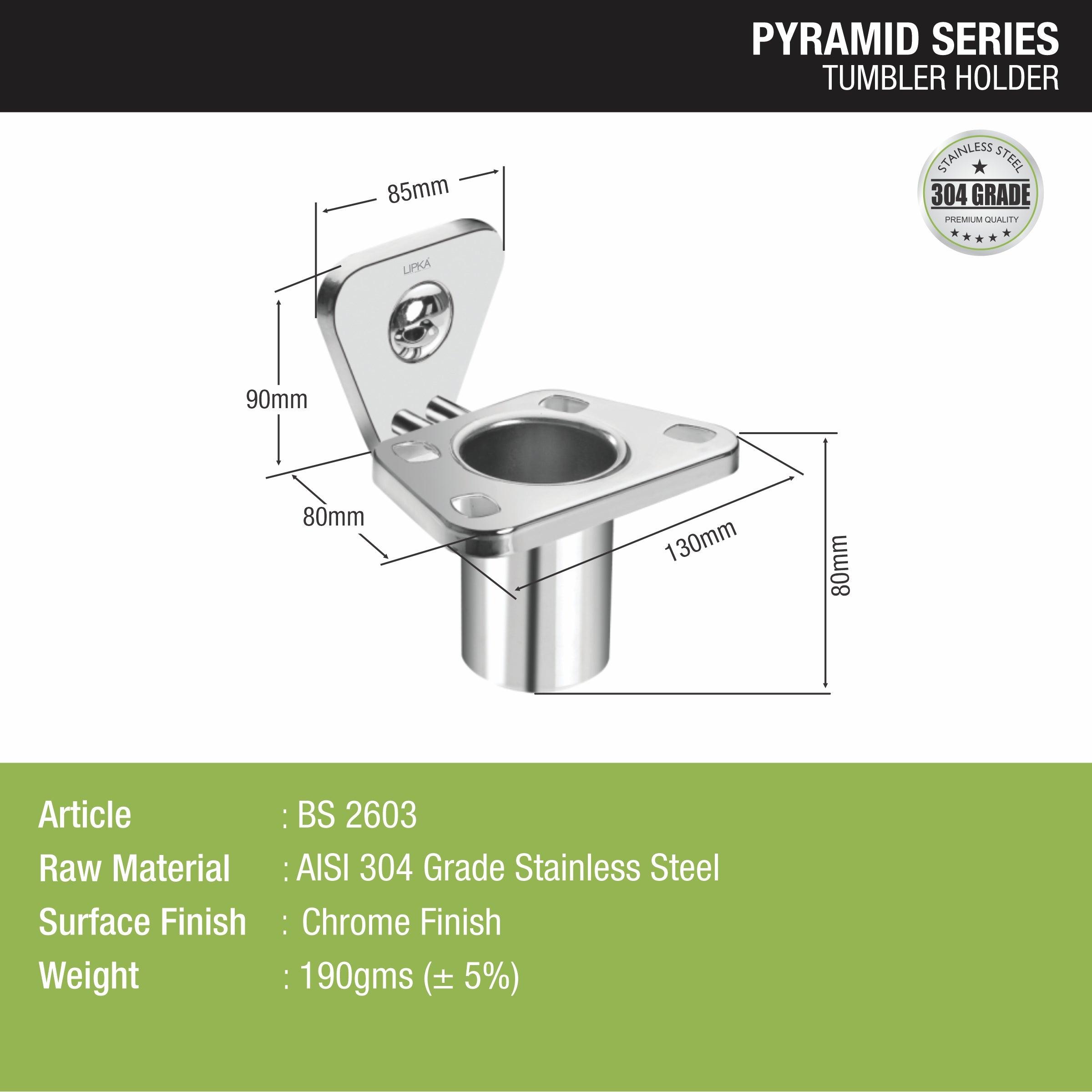 Pyramid 304-Grade Tumbler Holder size and measurement