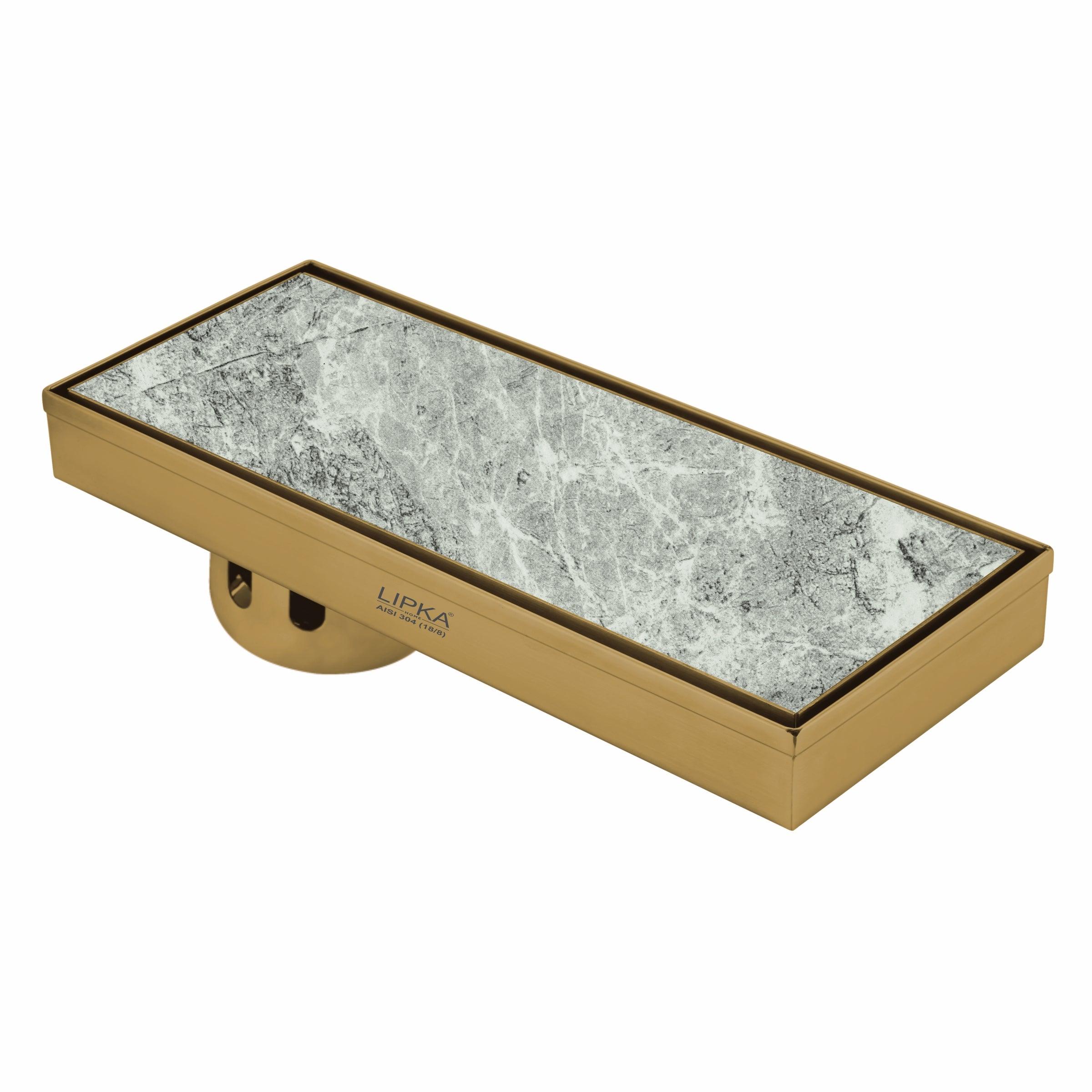 Tile Insert Shower Drain Channel - Yellow Gold (12 x 5 Inches)