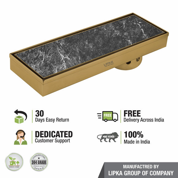 Tile Insert Shower Drain Channel - Yellow Gold (18 x 4 Inches) - LIPKA - Lipka Home