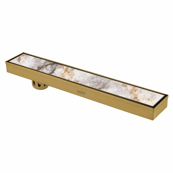Tile Insert Shower Drain Channel - Yellow Gold (24 x 3 Inches) - LIPKA - Lipka Home
