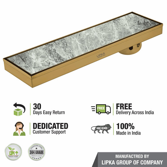 Tile Insert Shower Drain Channel - Yellow Gold (24 x 5 Inches) - LIPKA - Lipka Home