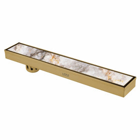 Tile Insert Shower Drain Channel - Yellow Gold (32 x 3 Inches) - LIPKA - Lipka Home