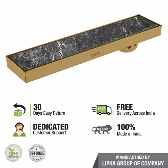 Tile Insert Shower Drain Channel - Yellow Gold (32 x 4 Inches) - LIPKA - Lipka Home