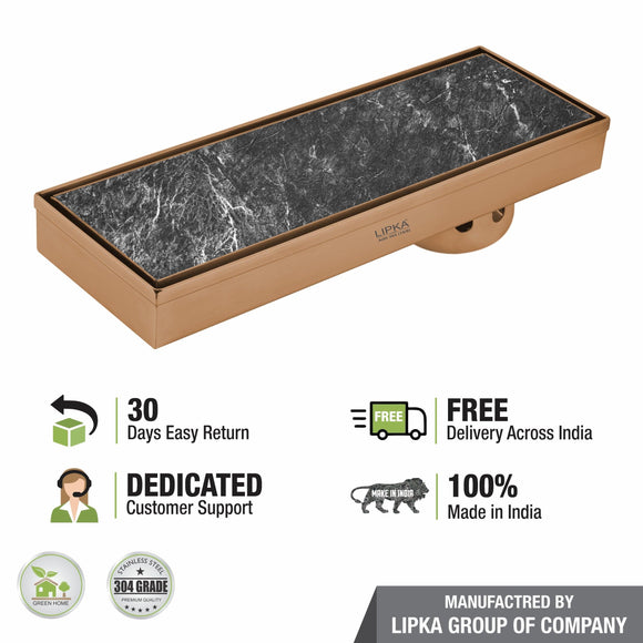 Tile Insert Shower Drain Channel - Antique Copper (12 x 4 Inches) - LIPKA - Lipka Home