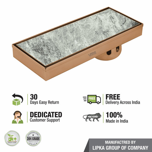 Tile Insert Shower Drain Channel - Antique Copper (12 x 5 Inches) - LIPKA - Lipka Home