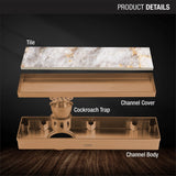 Tile Insert Shower Drain Channel - Antique Copper (18 x 3 Inches) product details