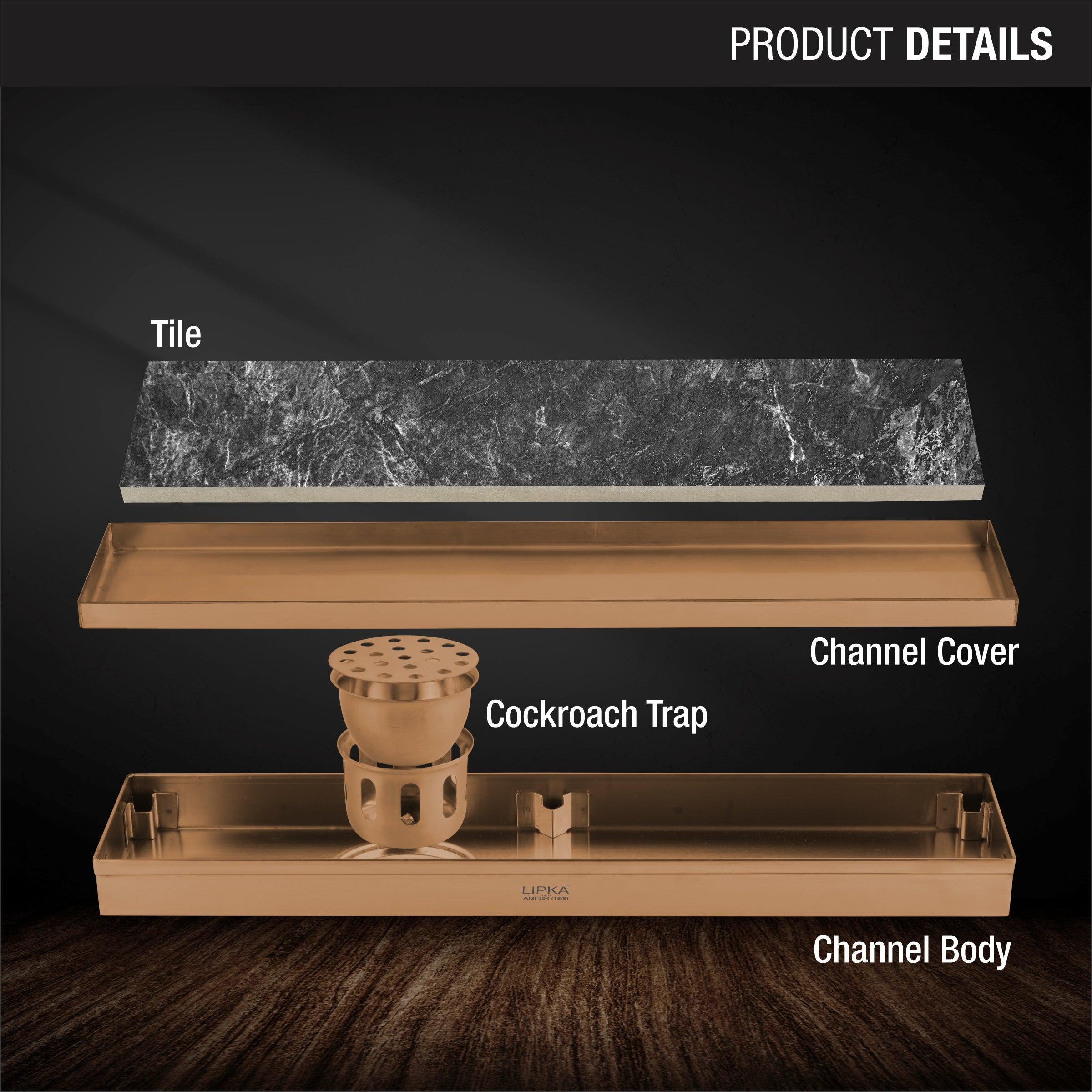 Tile Insert Shower Drain Channel - Antique Copper (24 x 4 Inches) product details