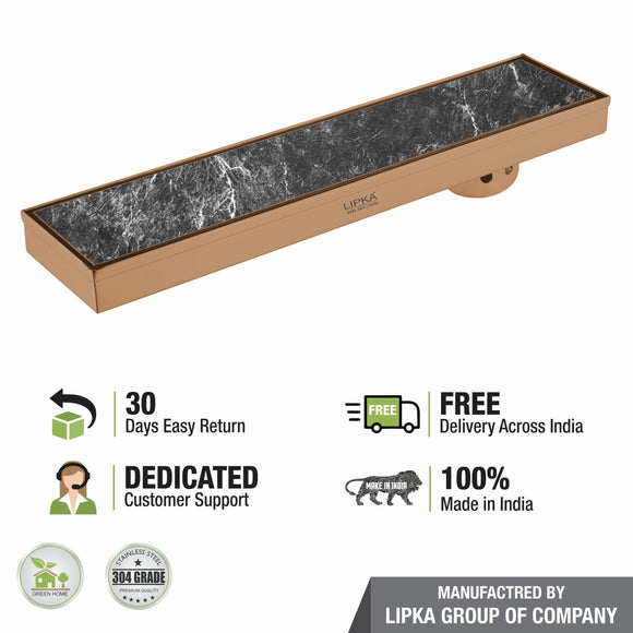 Tile Insert Shower Drain Channel - Antique Copper (32 x 4 Inches) - LIPKA - Lipka Home