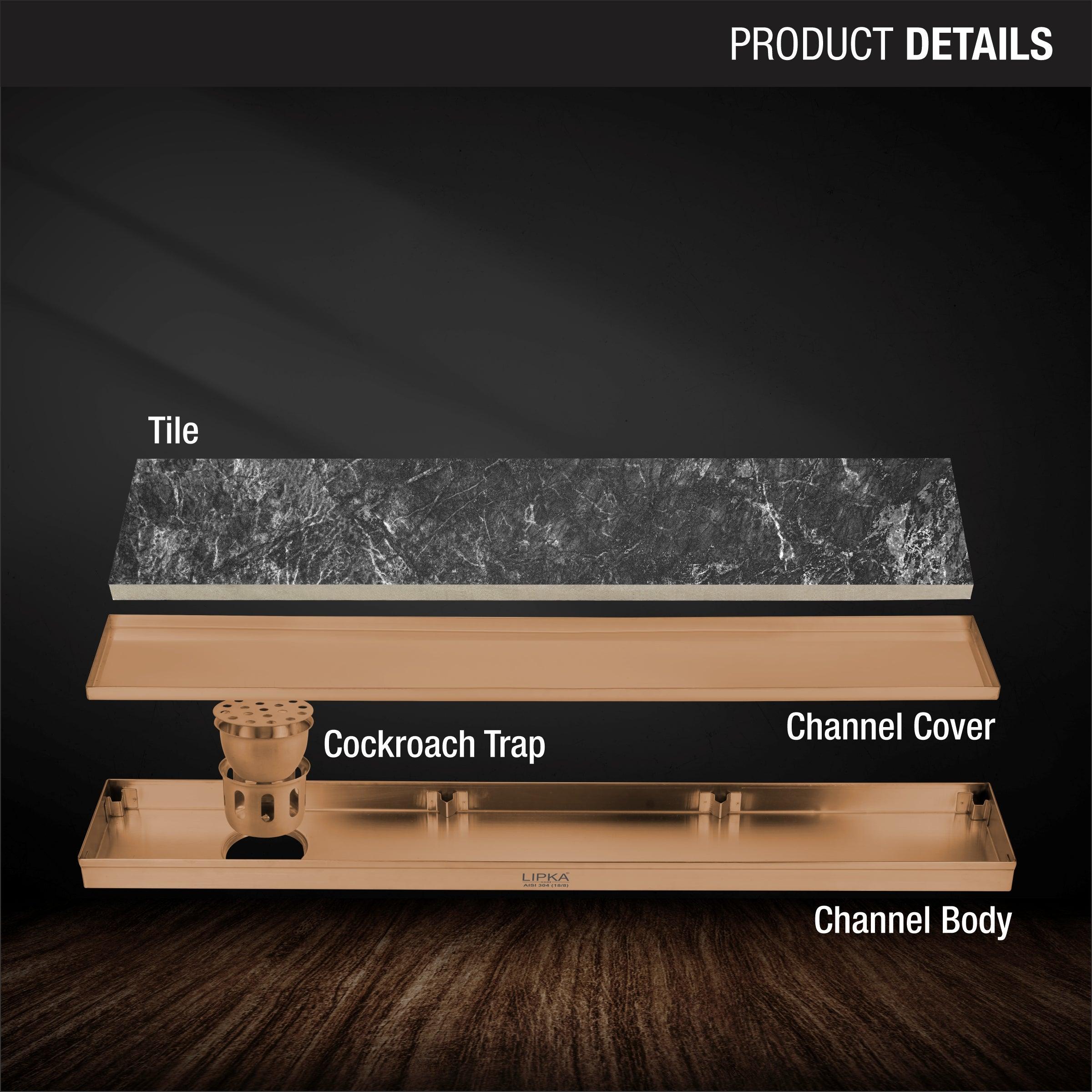 Tile Insert Shower Drain Channel - Antique Copper (36 x 4 Inches) product details
