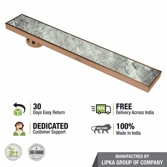 Tile Insert Shower Drain Channel - Antique Copper (36 x 5 Inches) - LIPKA - Lipka Home