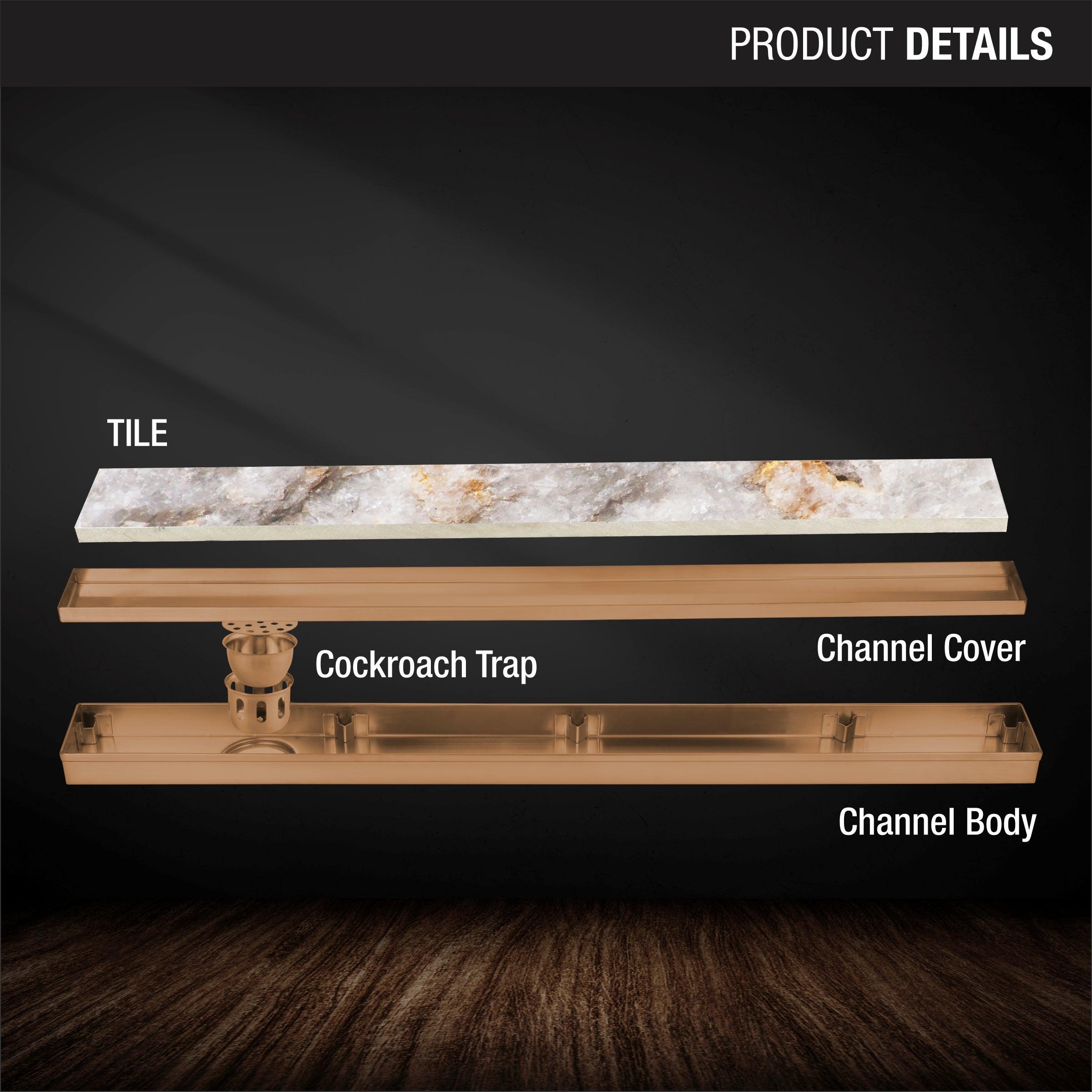 Tile Insert Shower Drain Channel - Antique Copper (40 x 3 Inches) product details