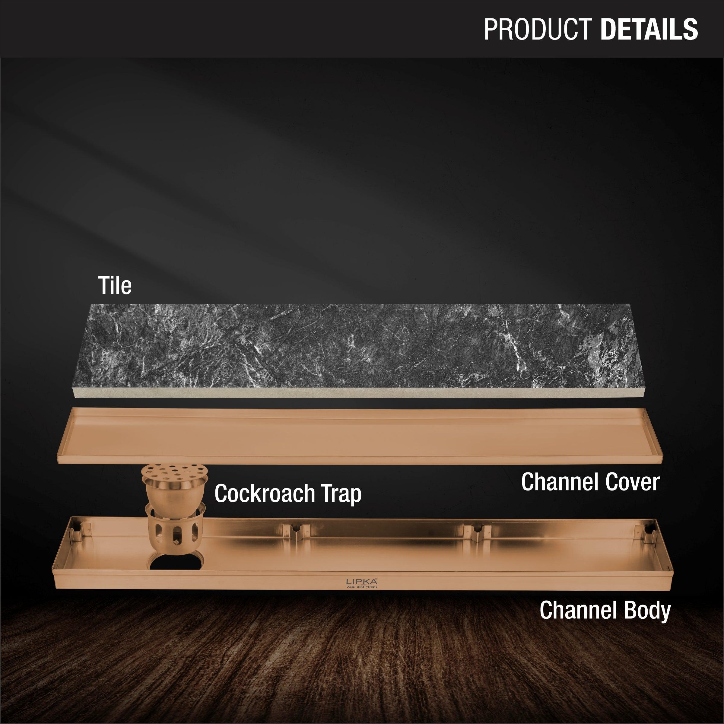 Tile Insert Shower Drain Channel - Antique Copper (40 x 4 Inches) product details