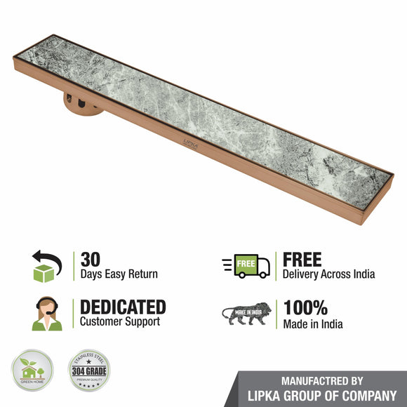 Tile Insert Shower Drain Channel - Antique Copper (40 x 5 Inches) - LIPKA - Lipka Home