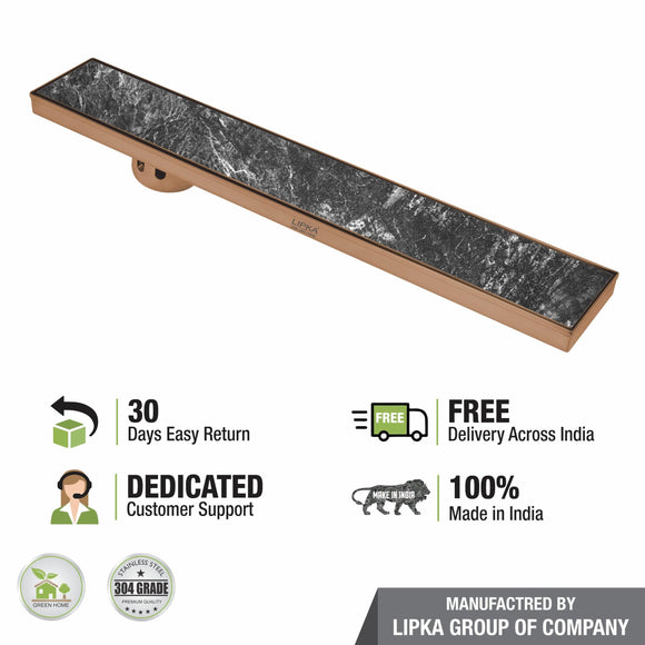 Tile Insert Shower Drain Channel - Antique Copper (48 x 4 Inches) - LIPKA - Lipka Home