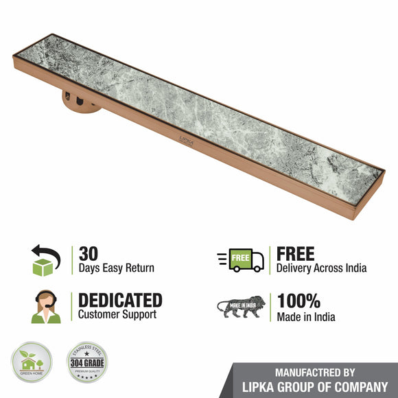 Tile Insert Shower Drain Channel - Antique Copper (48 x 5 Inches) - LIPKA - Lipka Home