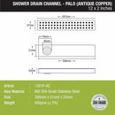 Palo Shower Drain Channel - Antique Copper (12 x 2 Inches) - LIPKA - Lipka Home