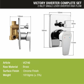 Victory 2-inlet Single Lever Diverter High-Flow (Complete Set) - LIPKA - Lipka Home