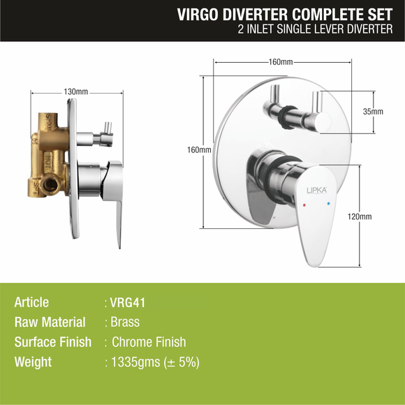Virgo 2-inlet Single Lever Diverter (Complete Set)- LIPKA - Lipka Home
