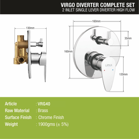 Virgo 2-inlet Single Lever Diverter High-Flow (Complete Set) - LIPKA - Lipka Home