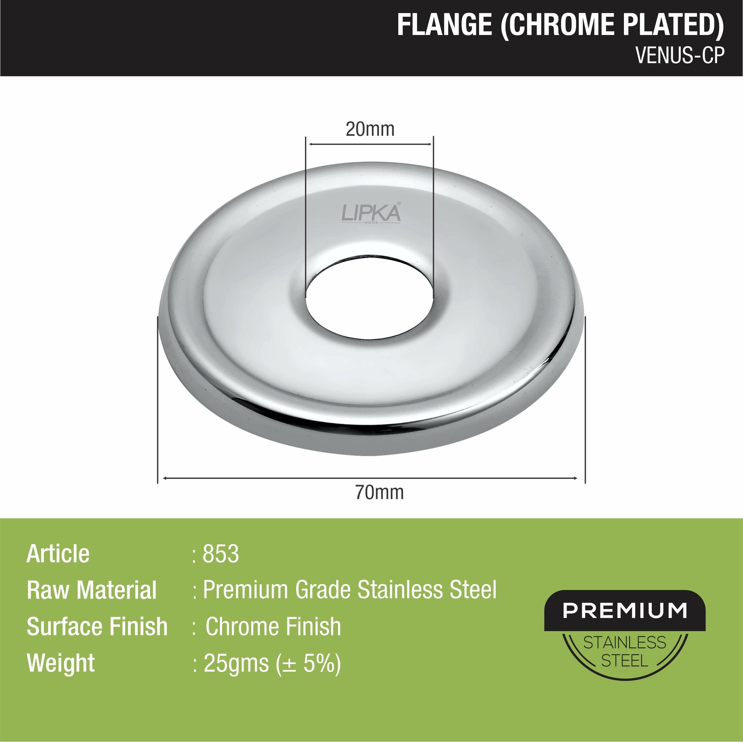 Venus Flange (Chrome Plated) sizes and dimensions