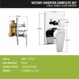 Victory 2-inlet Single Lever Diverter (Complete Set) sizes