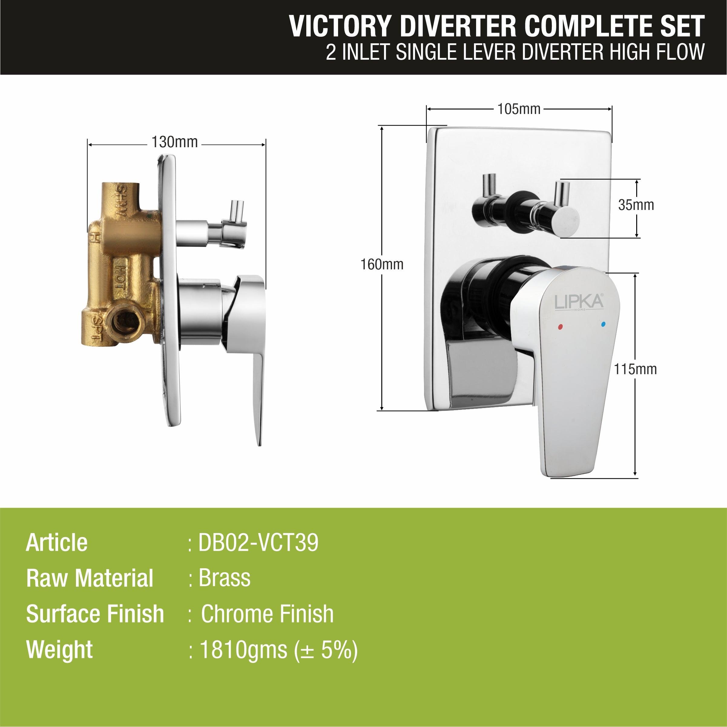 Victory 2-inlet Single Lever Diverter High-Flow (Complete Set) sizes