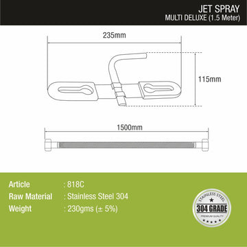 Multi Deluxe Jet Spray with 304-Grade SS Holder & 1.5 Meter Hose - LIPKA - Lipka Home