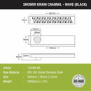 Wave Shower Drain Channel - Black (36 x 3 Inches) - LIPKA - Lipka Home