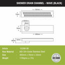 Wave Shower Drain Channel - Black (32 x 3 Inches) - LIPKA - Lipka Home