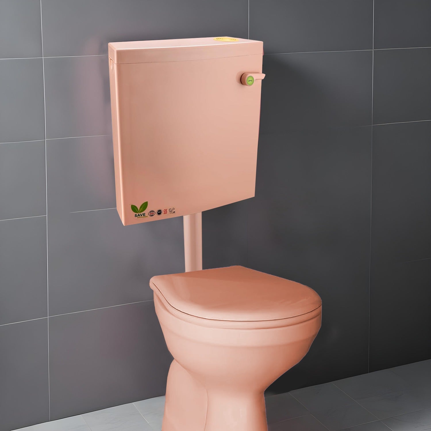 Square Flushing Cistern/ Flush Tank (Pink) |Commode not included| - LIPKA