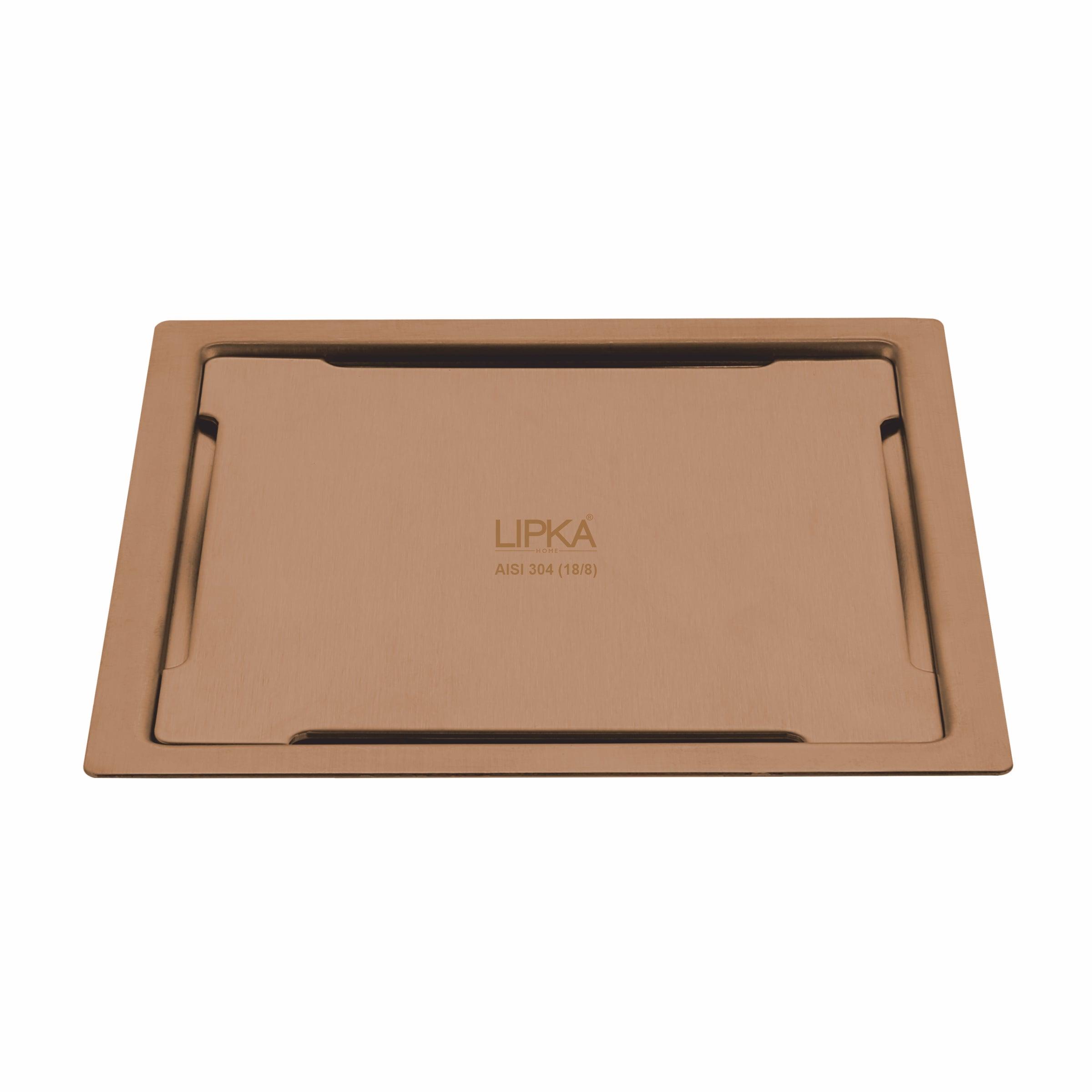 Yellow Exclusive Square Flat Cut Floor Drain in Antique Copper PVD Coating (6 x 6 Inches) - LIPKA - Lipka Home