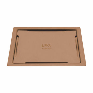 Yellow Exclusive Square Flat Cut Floor Drain in Antique Copper PVD Coating (6 x 6 Inches) - LIPKA - Lipka Home