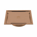 Yellow Exclusive Square Flat Cut Floor Drain in Antique Copper PVD Coating (5 x 5 Inches) with Cockroach Trap - LIPKA - Lipka Home