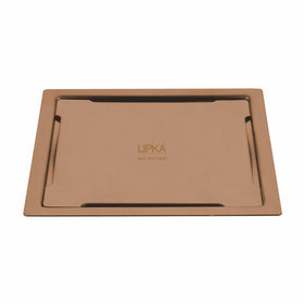Yellow Exclusive Square Flat Cut Floor Drain in Antique Copper PVD Coating (5 x 5 Inches) - LIPKA - Lipka Home