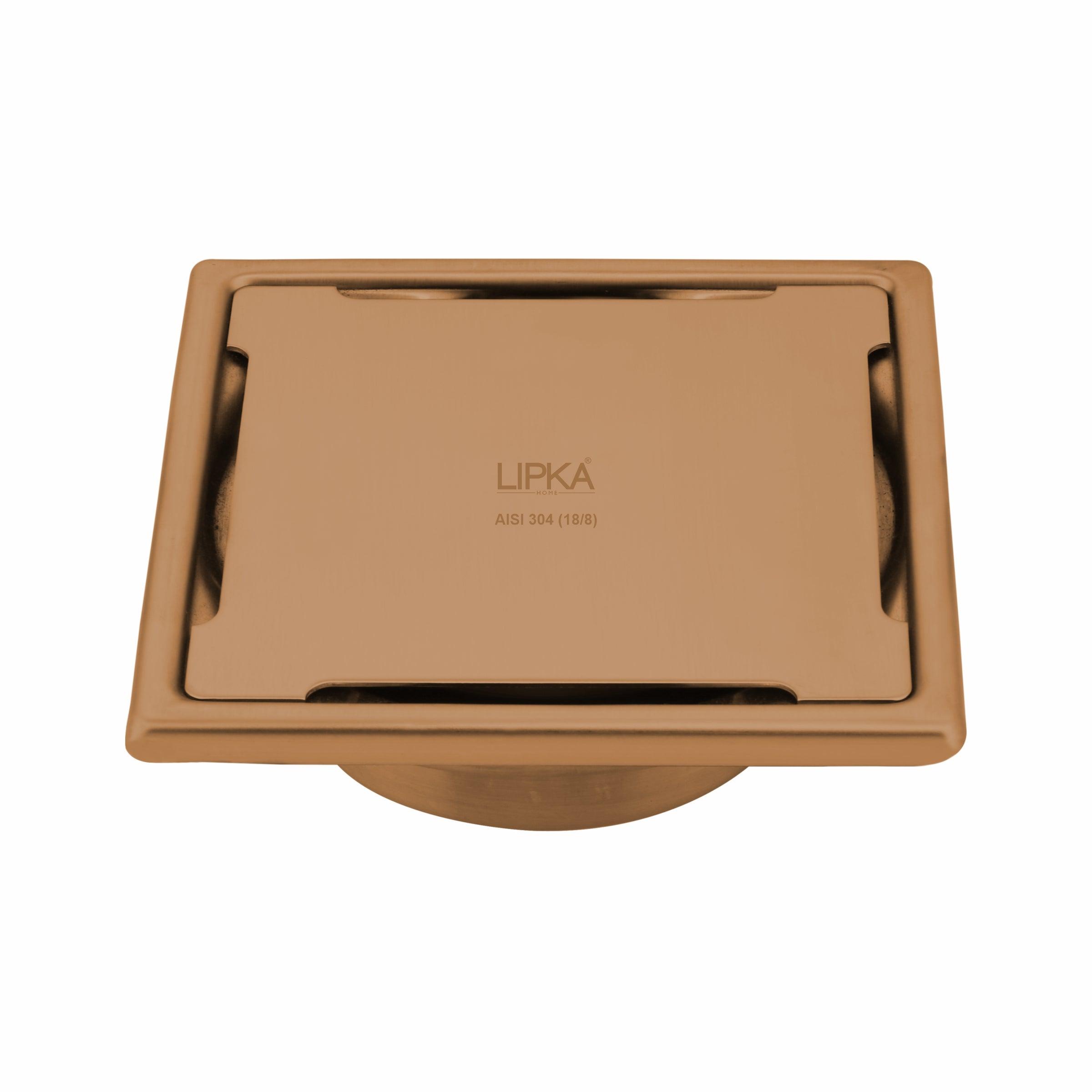 Yellow Exclusive Square Floor Drain in Antique Copper PVD Coating (5 x 5 Inches) with Cockroach Trap - LIPKA - Lipka Home