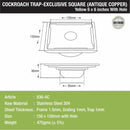 Yellow Exclusive Square Floor Drain in Antique Copper PVD Coating (6 x 6 Inches) with Hole & Cockroach Trap - LIPKA - Lipka Home