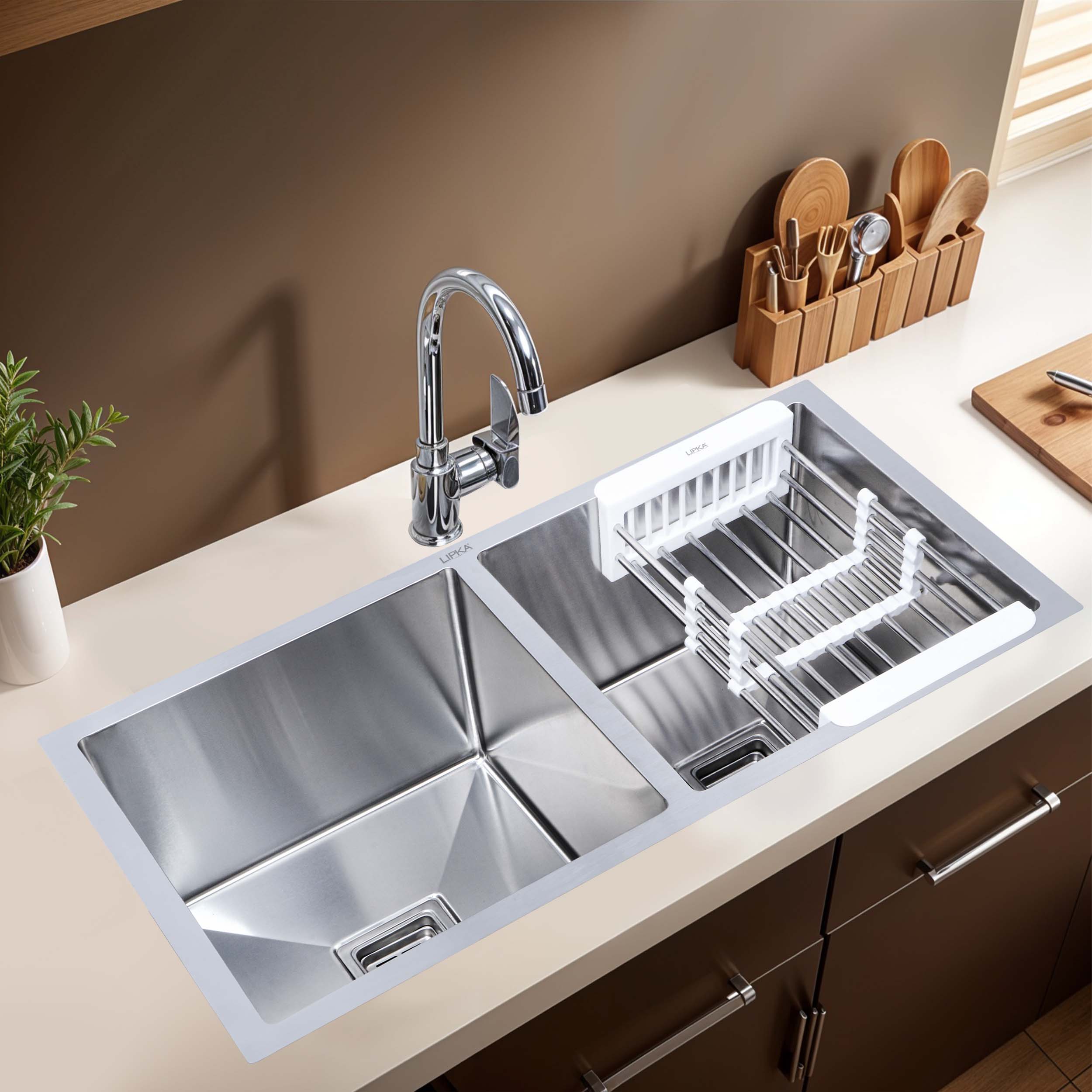 Handmade Double Bowl 304-Grade Kitchen Sink (45 x 20 x 10 Inches) - LIPKA