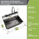 Piano Waterfall Kitchen Sink (30 x 18 x 9 inches) with Pull-out Mixer Faucet & RO Tap - LIPKA - Lipka Home