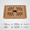 Purple Exclusive Square Floor Drain in Antique Copper PVD Coating (6 x 6 Inches) with Hole - LIPKA - Lipka Home