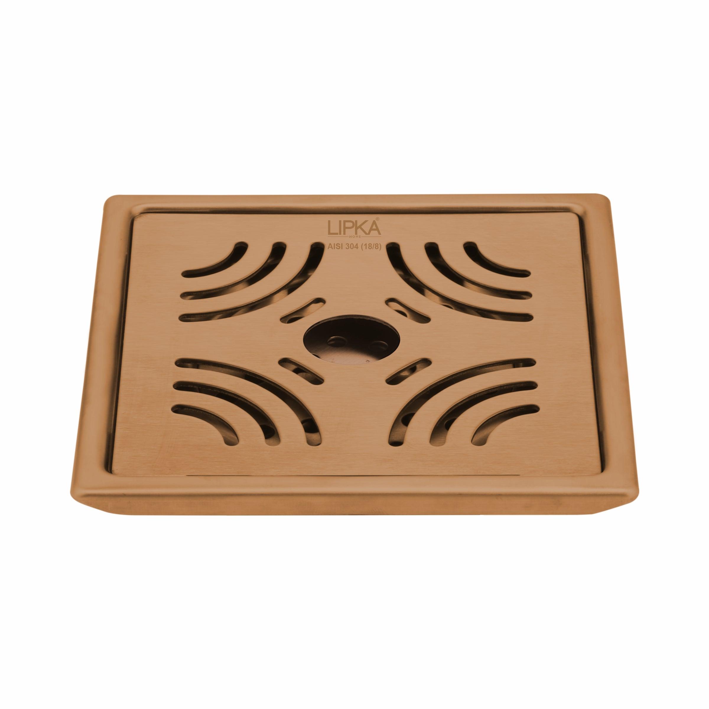 Purple Exclusive Square Floor Drain in Antique Copper PVD Coating (6 x 6 Inches) with Hole - LIPKA