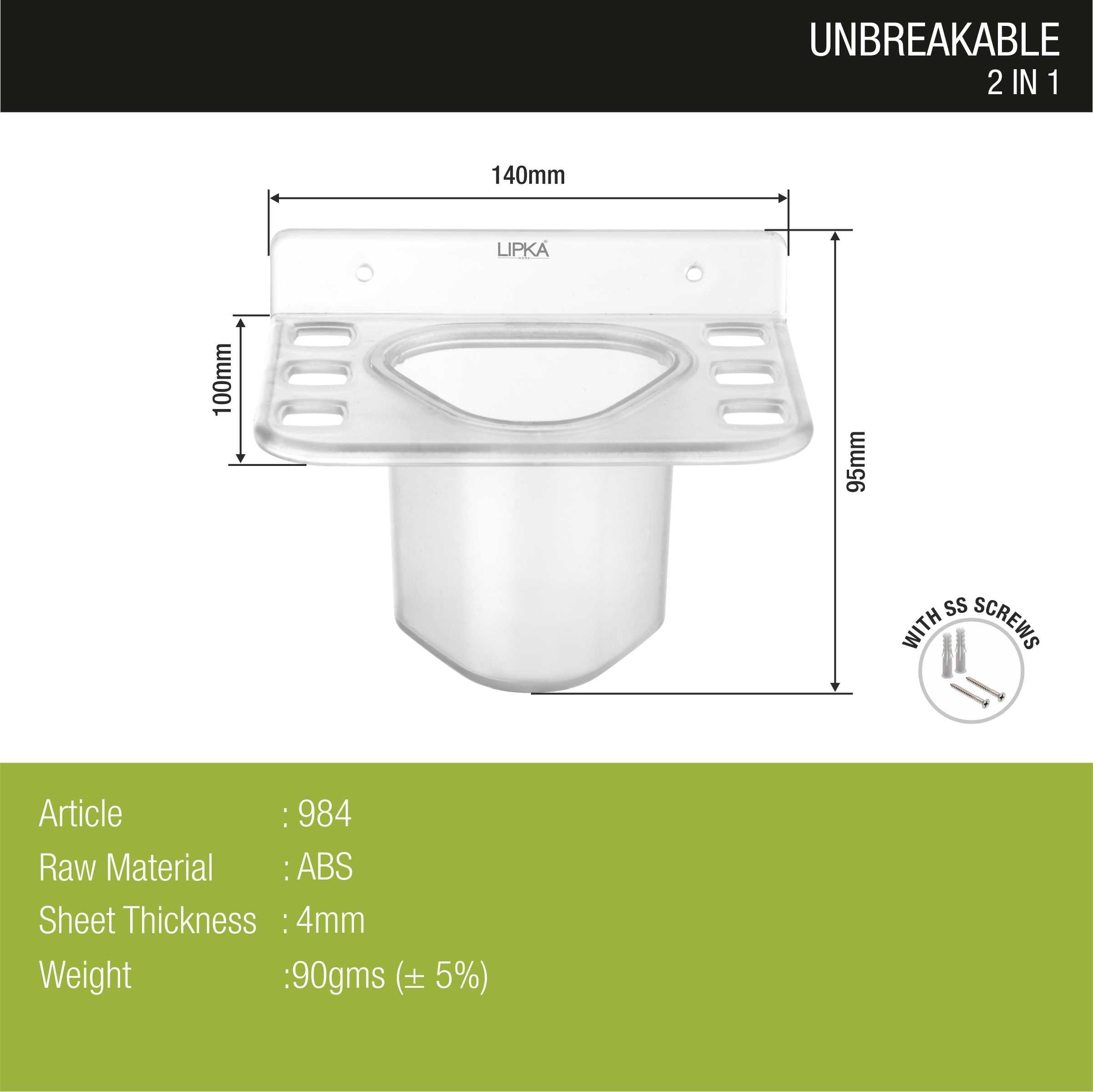 2-in-1 Shelf Tray (Tumbler & Toothbrush Holder) dimensions and sizes