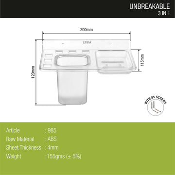 3-in-1 Shelf Tray (Tumbler, Toothbrush Holder & Soap Dish) - LIPKA - Lipka Home