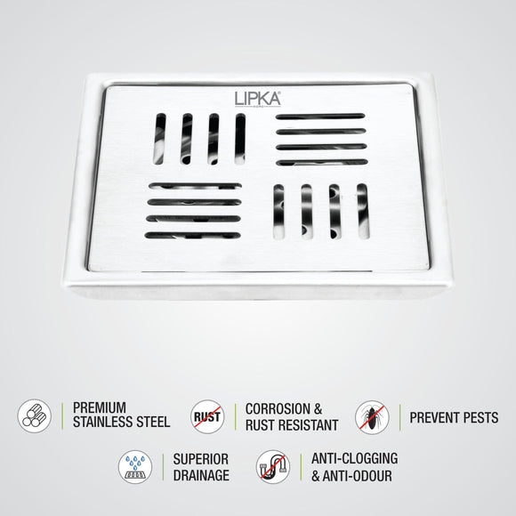 Alpha Deluxe Square Floor Drain (5 x 5 Inches) - LIPKA - Lipka Home