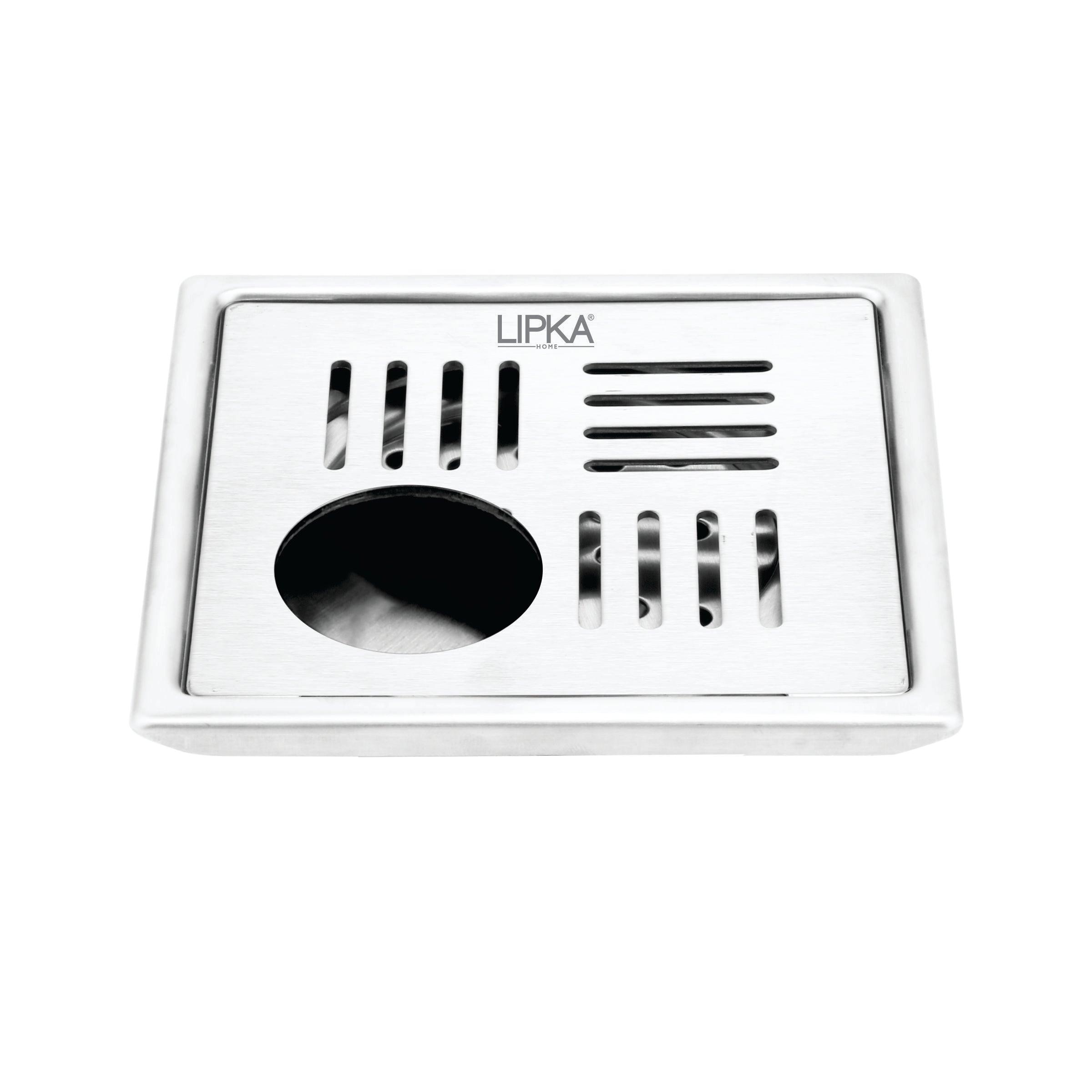Alpha Deluxe Square Floor Drain (5 x 5 Inches) with Hole