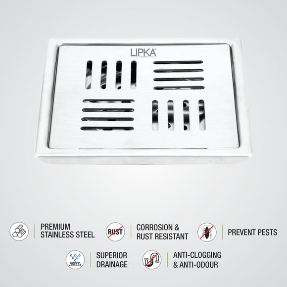 Alpha Deluxe Square Floor Drain (6 x 6 Inches) - LIPKA - Lipka Home