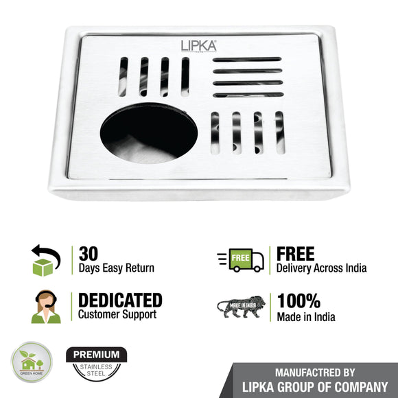 Alpha Deluxe Square Floor Drain (6 x 6 Inches) with Hole - LIPKA - Lipka Home