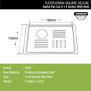 Alpha Deluxe Square Flat Cut Floor Drain (6 x 6 Inches) with Hole - LIPKA - Lipka Home